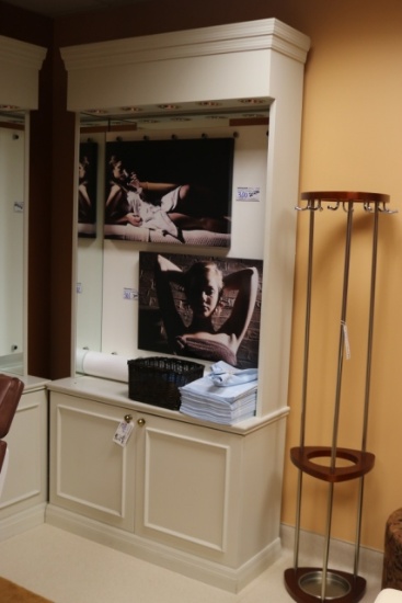 46" wide x 17" deep x 96" tall white cabinet/display