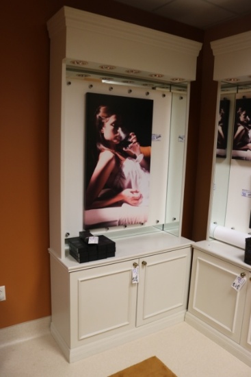 46" wide x 17" deep x 96" tall white cabinet/display