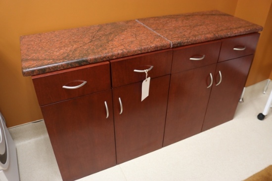 18" x 60" cherry base cabinet with solid stone top