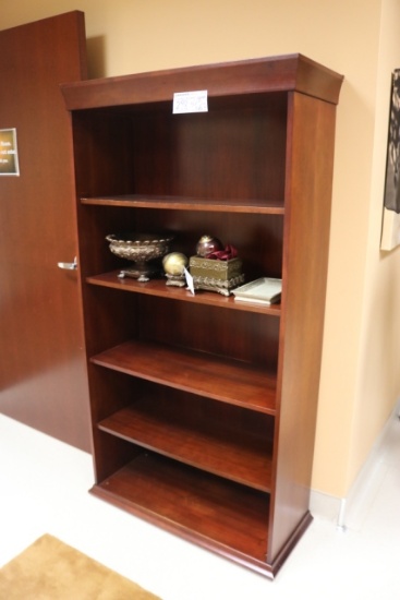 36" wide x 71" tall x 15" deep cherry finish book case
