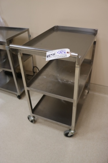 14" x 28" stainless bussing cart used in surgical area