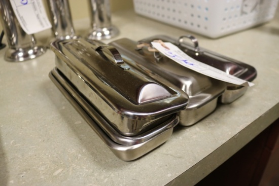 All to go - 4 stainless surgical stainless holders with lids