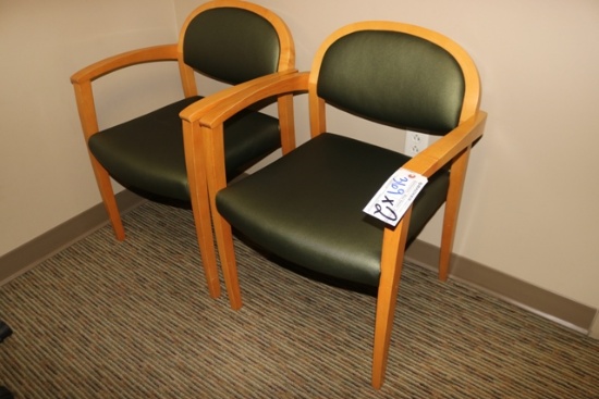 Times 2 - green padded seat waiting room chairs