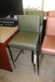 Times 2 - Brayton olive green vinyl stainless framed bar chairs