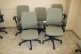 Times 5 - Olive green tweed office chairs with arms