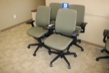 Times 4 - Olive green tweed office chairs with arms