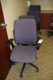 Times 4 - Purple tweed office chairs - 3 with arms - shown wear