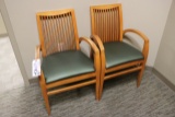 Times 2 - green padded seat waiting room chairs