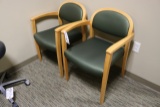 Times 2 - green padded seat waiting room chairs