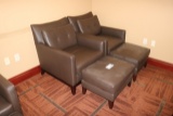 Times 2 - Kellex brown leather chairs with ottoman