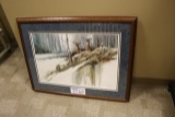 M Casper '88 framed water color deer print - 486/600