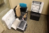 All to go - office related - HP printer, power cords, box fan
