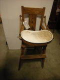 Oak High Chair with Metal Tray