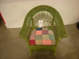 Child Green Wicker Rocking Chair