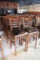 Times 8 - walnut stained slat back bar chairs with black padded seats - sea
