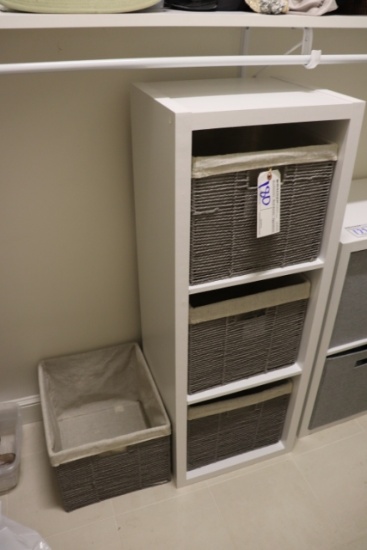 3 bin storage cabinet with 4 bins