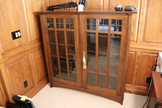 Stickley 60" wide x 58" tall 2 glass door book case/cabinet
