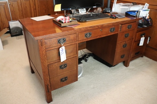 Stickley 28" x 54" Kneehole double pedestal office desk