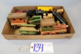 Box of wood train sets