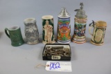 All to go - 6 beer steins & box of assorted old can openers