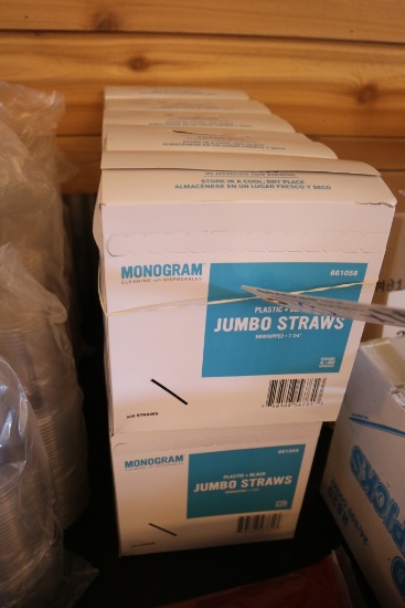 Times 10 - Boxes of black 7 3/4" jumbo unwrapped straws