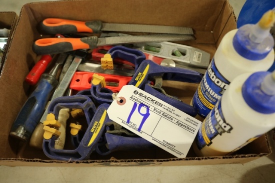 All to go - clamps, glues, chisels, rasps
