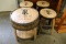 Set of 4 - Wood oak stave & barrel Templeton Rye pub table with 3 stools -