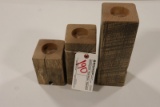 Set of 3 - Wood staved candle holders
