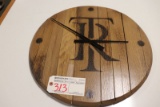 Templeton Rye oak barrel head wall clock