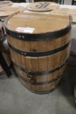 Custom oak barrel hidden bar cabinet