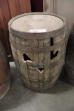 Oak barrel- stamped barrel head - barrel has had cutouts taken out
