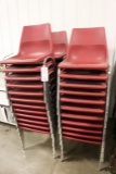 Times 45 - Red plastic stack chairs with chrome bases