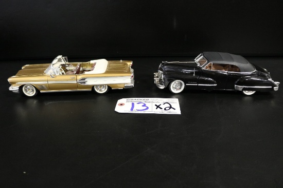 Times 2 - 1947 Cadillac & 1958 Bonneville 1:18 scale cars - no boxes