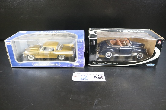 Times 2 - 1941 Chevrolet & 1957 Studebaker 1:18 scale cars still in box