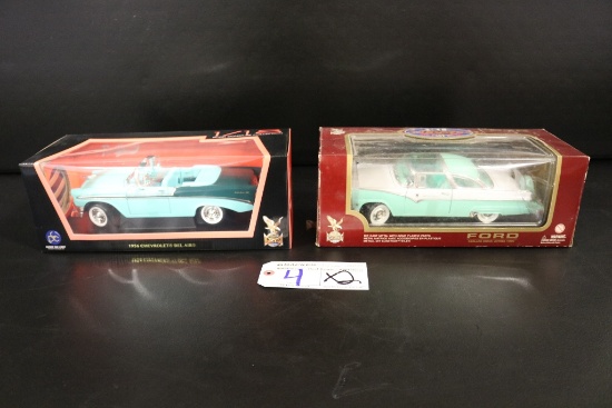 Times 2 - 1956 Chevy Bel Air & 1955 Ford Fairlane 1:18 cars still in box