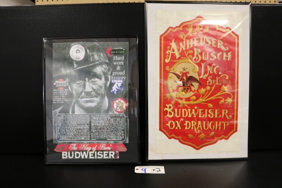 Times 2 - 18" x 24 Budweiser Hard Work & Proud History framed print & 20" x