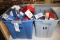 All to go - 2 totes full of Christmas hanging ornaments - sports related an