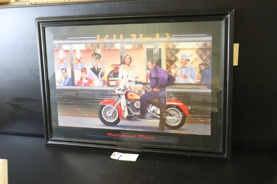 28" x 40" Hollywood Diner Michael Grant wood framed print