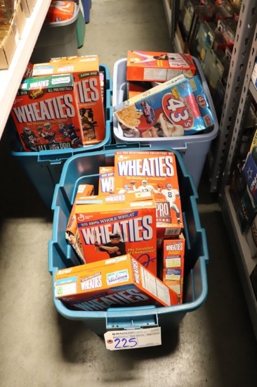 All to go - 3 totes of Wheaties collectible sports cereal boxes
