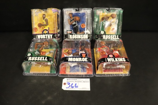 Set of 6 - McFarlane NBA Series 3 - Worthy/Robinson/Russell/Wilkins/Malone