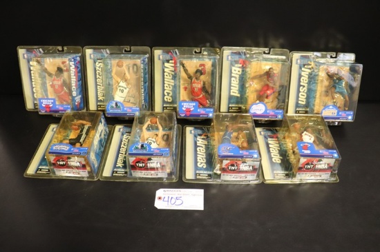 All to go - 9 McFarlane NBA series 12 - Iverson/2) Wallace/2) Szczerbiak/Pa