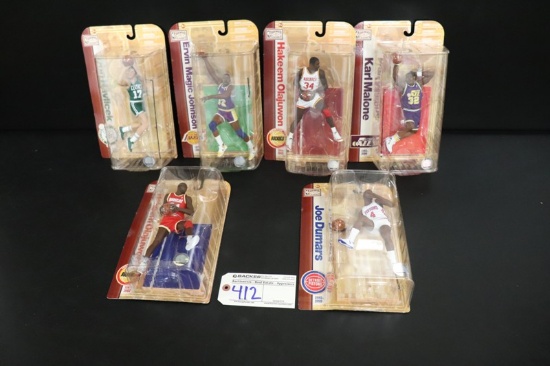 All to go - 6 McFarlane NBA Hardwood Classics - Bird/2 Olajuwon/Dumars/Magi
