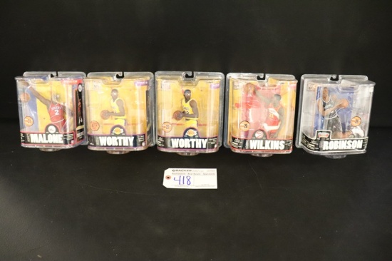 Set of 4 of 6 - McFarlane NBA Legends - 2) Worthy/Malone/Robinson/Wilkins/
