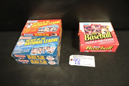 All to go - 5 Donruss 1990 baseball and puzzle card packs