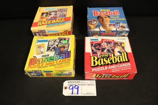 All to go - 4 Donruss 1988, 1989, 1990, 1991 baseball card packs - 1 sealed