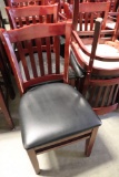 Times 12 - Cherry finish slat back vinyl padded dining chairs - vinyl & woo