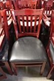 Times 12 - Cherry finish slat back vinyl padded dining chairs - vinyl & woo
