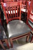 Times 10 - Cherry finish slat back vinyl padded dining chairs - vinyl & woo
