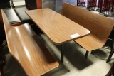 Plymold 6 passenger metal framed wood laminate booth & table