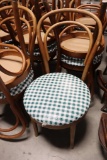 Times 27 - Wood framed parlor chairs with green/white checkered seat